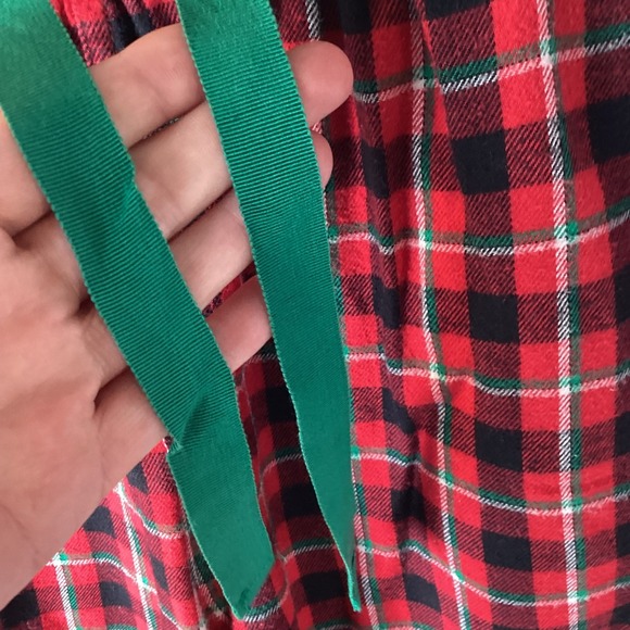 Lands End Plaid Pajama Pants Women L 14 16 Red  Green Flannel Drawstring Pockets - Picture 7 of 8